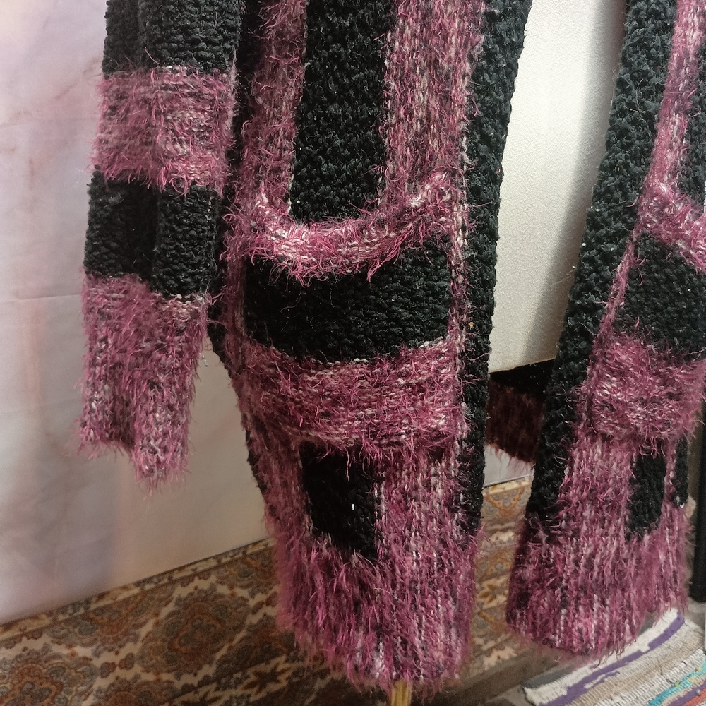 Chelsea & Theodore Fuzzy Striped Cardigan - Picture 2 of 6